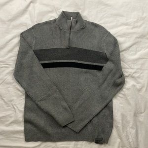 Men’s Calvin Klein 1/2 Zip Rib Knit Gray & Black Sweater, Sz. XL